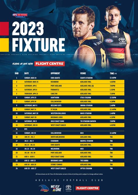 adelaide crows afl schedule
